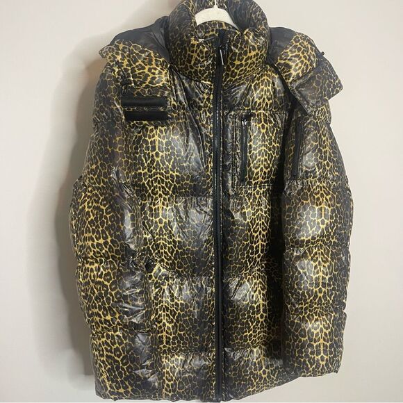 $725 The Kooples Leopard Print Puffer Jacket Coat NWT LARGE - Picture 7 of 11